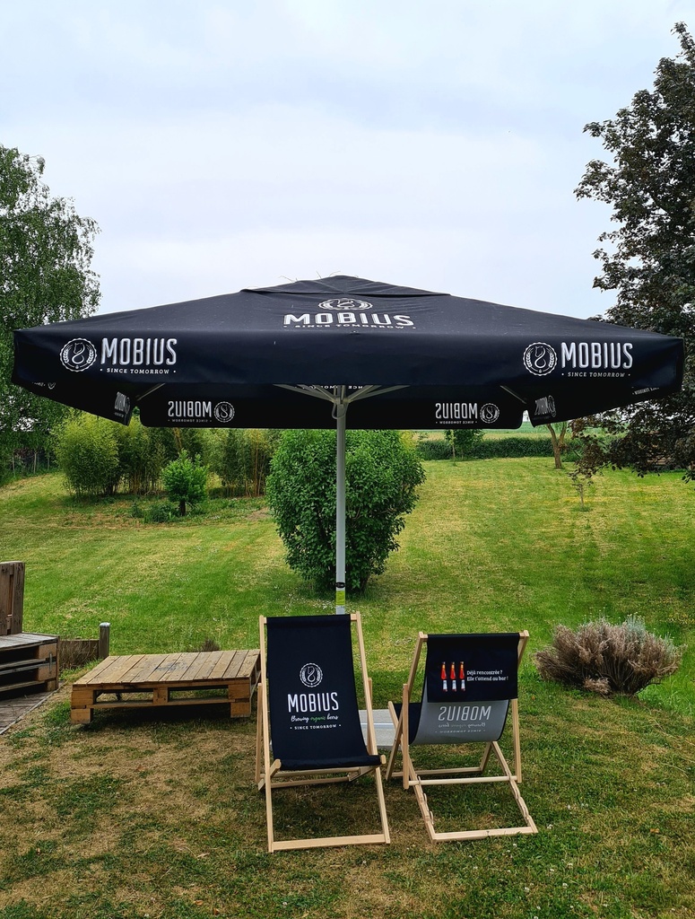 Location - Parasol Téléscopique - Carré 3,5m * 3,5m - Structure métal - Mobius