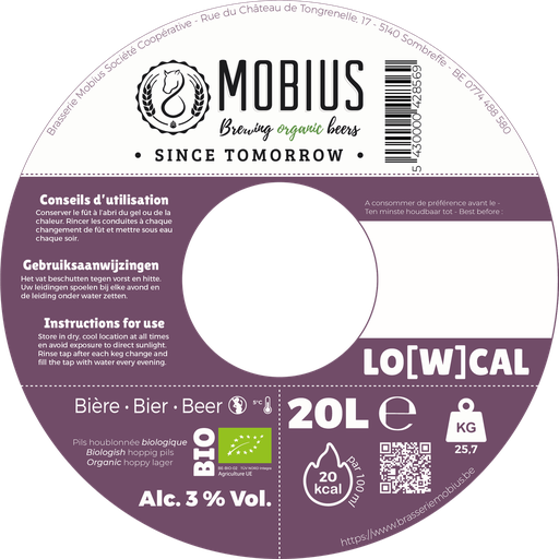 [ML_F20-VC] Mobius Lo[W]cal BIO - Fût 20L Slim VC Brasserie Mobius - Sankey